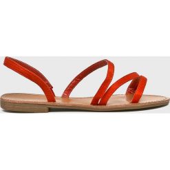 Answear - Sandały Abloom. Pomarańczowe klapki damskie ANSWEAR, bez wzorów, z materiału, bez obcasa, na obcasie. W wyprzedaży za 39,90 zł.