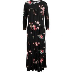 Sukienka maxi, rękawy 3/4 bonprix czarny w kwiatową łączkę. Czarne sukienki damskie bonprix, bez wzorów, z elastanu, bez kołnierzyka, bez rękawów, maxi. Za 149,99 zł.