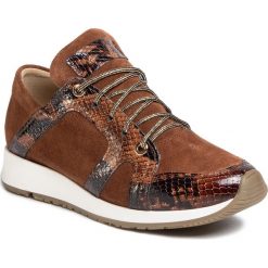Sneakersy ROBERTO - 2844 Brąz Zamsz/Wąż. Pomarańczowe półbuty damskie Roberto, ze skóry. Za 329,00 zł.