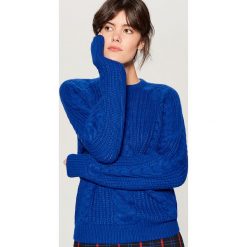 Sweter z warkoczowym splotem - Niebieski. Niebieskie swetry klasyczne damskie marki Mohito, l, ze splotem. Za 119,99 zł.