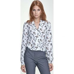 Elegancka Ecru Koszula z Długim Rękawem. Szare bluzki damskie Molly.pl, na co dzień, s, bez wzorów, z materiału, eleganckie, z klasycznym kołnierzykiem, z długim rękawem. Za 99,00 zł.