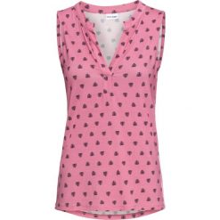 Top shirtowy bonprix jeżynowy sorbetowy - czarny z nadrukiem. Fioletowe bluzki damskie bonprix, z nadrukiem, z dekoltem w serek. Za 37,99 zł.