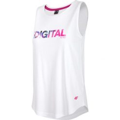 Top damski TSD401 - biały. Białe topy damskie 4f, bez wzorów, z wiskozy, bez kołnierzyka. Za 49,99 zł.
