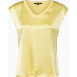 Comma - T-shirt damski z dodatkiem jedwabiu, żółty. Żółte t-shirty damskie comma, bez wzorów, eleganckie, bez kołnierzyka. Za 119,95 zł.
