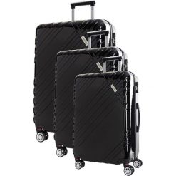 Zestaw walizek w kolorze czarnym - 3 szt. Czarne walizki Travel One, z materiału. W wyprzedaży za 619,95 zł.
