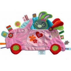 Przytulanki i maskotki: Label Label – Holiday Kocyk przytulanka z metkami Samochód różowy, doudou