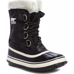 Śniegowce SOREL - Winter Carnival NL1495 Black Stone 011. Czarne kozaki damskie marki Sorel, z gumy, klasyczne, na sznurówki. W wyprzedaży za 329,00 zł.