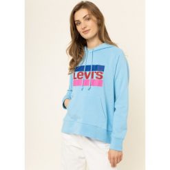 Bluza Levi's® Graphic Sport Hoodie Meteorite 35946-0082. Niebieskie bluzy sportowe damskie s, bez wzorów, z bawełny, bez rękawów, bez kaptura. W wyprzedaży za 199,00 zł.