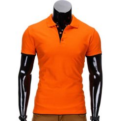 KOSZULKA MĘSKA POLO BEZ NADRUKU S758 - POMARAŃCZOWA. Brązowe koszulki polo Ombre Clothing, m, z nadrukiem. Za 29,00 zł.