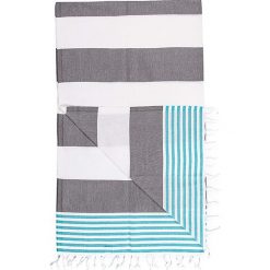 Chusty damskie: Chusta hammam w kolorze czarno-niebieskim – 180 x 100 cm