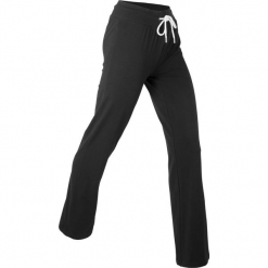 Spodnie shirtowe palazzo, długie, Level 1 bonprix czarny. Czarne spodnie damskie bonprix. Za 59,99 zł.
