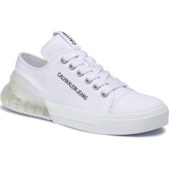 Sneakersy CALVIN KLEIN JEANS - Myrtie B4R0765 White/Clear. Białe półbuty damskie Calvin Klein Jeans, z jeansu. W wyprzedaży za 369,00 zł.