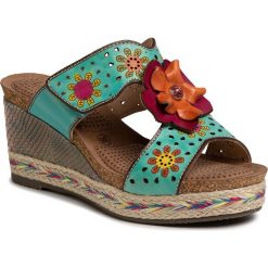 Espadryle LAURA VITA - Facyo 10 CX1198-10N Turquoise. Zielone espadryle damskie LAURA VITA, bez wzorów, ze skóry, bez obcasa, na obcasie. Za 349,00 zł.