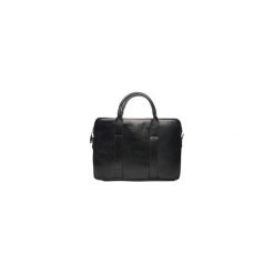 Skórzana męska torba na laptopa Solier SL20 EDYNBURG. Czarne torby męskie skórzane marki Solier, bez wzorów, ze skóry, eleganckie, na ramię. Za 399,00 zł.