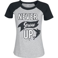 T-shirty damskie: Piotruś Pan Never Grow Up Koszulka damska jasnoszary melanż/czarna