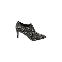 Botki damskie Star Collection w wężowy wzór. Szare botki damskie ze skóry, retro, bez obcasa, na obcasie, na zamek. Za 69,00 zł.