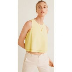 Mango - Top Wave. Żółte bluzki damskie Mango, s, bez wzorów, z poliesteru, z okrągłym kołnierzem. Za 119,90 zł.