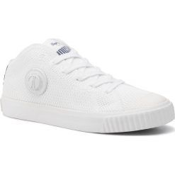 Tenisówki PEPE JEANS - Industry Knit Junior PBS30403 White 800. Białe półbuty dziewczęce Pepe Jeans, bez wzorów, z jeansu, na sznurówki. W wyprzedaży za 139,00 zł.