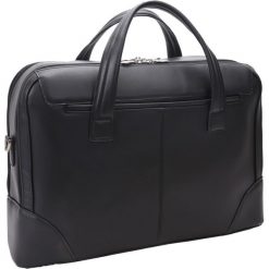 Torba ze skóry naturalnej Harpswell w kolorze czarnym 17". Czarne torby męskie skórzane Mcklein, w paski, ze skóry, na ramię. Za 849,00 zł.