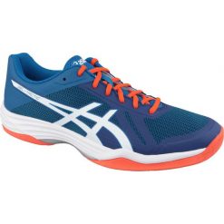 Buty do siatkówki Asics Gel-Tactic M B702N-401. Niebieskie buty sportowe męskie Asics, z materiału, bez zapięcia, do siatkówki. W wyprzedaży za 399,00 zł.