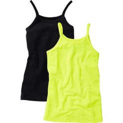 Odzież dziewczęca: Top (2 szt.) bonprix żółty neonowy + czarny