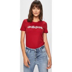 Adidas - Top. Czerwone topy damskie Adidas, s, z nadrukiem, z bawełny, z okrągłym kołnierzem. W wyprzedaży za 69,90 zł.