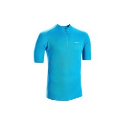 Koszulka krótki rękaw na rower szosowy ESSENTIEL męska. Niebieskie koszulki męskie TRIBAN, xl, bez wzorów, z poliesteru, bez kołnierzyka, z krótkim rękawem, krótkie, rowerowe. Za 39,99 zł.
