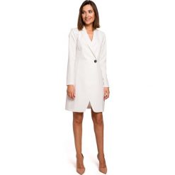 Sukienka żakietowa - ecru. Sukienki damskie Style, s, bez wzorów, z elastanu, bez kołnierzyka, bez rękawów, dopasowane. Za 189,00 zł.