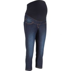 Jegginsy ciążowe 3/4 bonprix ciemny denim. Czarne jeansy damskie bonprix, w paski, z jeansu. Za 44,99 zł.