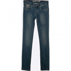 Pepe Jeans - Jeansy dziecięce Pau 122-180 cm. Niebieskie jeansy dziewczęce Pepe Jeans, bez wzorów, z elastanu. W wyprzedaży za 89,90 zł.