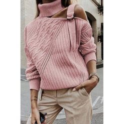 Sweter damski DORISA PINK. Różowe bluzy damskie IVET, na zimę, bez wzorów, bez rękawów, bez kaptura. W wyprzedaży za 69,00 zł.