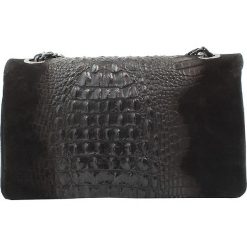 Skórzana torebka w kolorze czarnym - 28 x 16 x 8 cm. Czarne torebki klasyczne damskie ORE10, ze skóry. W wyprzedaży za 175,95 zł.