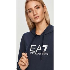EA7 Emporio Armani - Bluza. Niebieskie bluzy damskie EA7 Emporio Armani, s, z nadrukiem, z elastanu, bez rękawów, z kapturem. Za 489,90 zł.