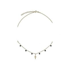 Srebrny pozłacany naszyjnik choker z krzyżykiem i czarnymi cyrkoniami. Żółte naszyjniki damskie Atdiament, z cyrkonią, srebrne. Za 109,00 zł.