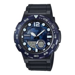 Zegarki męskie: Zegarek Casio Męski AEQ-100W-2AVEF DataBank granatowo-czarny