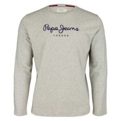 T-Shirt Pepe Jeans Eggo Long Grey. Szare t-shirty męskie Pepe Jeans, m, bez wzorów, z jeansu, klasyczne, z klasycznym kołnierzykiem. Za 89,00 zł.