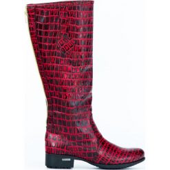 Kozaki - skóra naturalna - model 160 - kolor czarno-czerwony krokodyl. Czerwone kozaki damskie Zapato, na co dzień, na zimę, z jeansu, eleganckie, przed kolano, na niskim obcasie, na płaskiej podeszwie, bez zapięcia. W wyprzedaży za 349,30 zł.
