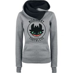Drachenzähmen leicht gemacht Ohnezahn - Night Fury Bluza z kapturem damska odcienie szarego/ciemnoszary. Szare bluzy damskie marki Drachenzähmen leicht gemacht, s, z nadrukiem, bez rękawów, z kapturem. Za 74,90 zł.