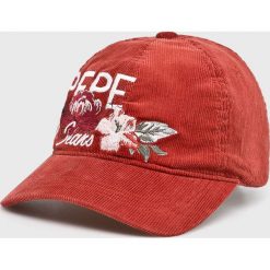 Pepe Jeans - Czapka Peggy. Pomarańczowe czapki damskie marki Pepe Jeans, z bawełny. Za 119,90 zł.