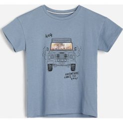 Bawełniany t-shirt z aplikacją soczewkową - Niebieski. Niebieskie t-shirty męskie Reserved, z aplikacjami, z bawełny, bez kołnierzyka. Za 35,99 zł.