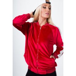 Bomberka welurowa czerwona 1478. Czerwone bluzy damskie Fasardi, s, bez wzorów, z weluru, bez rękawów, bez kaptura. Za 59,00 zł.