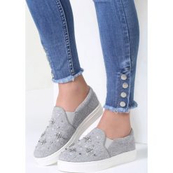 Trampki damskie slip on: Szare Slip On Barcode