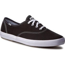 Tenisówki KEDS - Champion WF34100 Black Canvas. Czarne półbuty damskie Keds, bez wzorów, z gumy, bez zapięcia. W wyprzedaży za 129,00 zł.