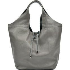 Shopper bag damskie: Skórzana torebka w kolorze szarym – (S)30 x (W)45 x (G)16 cm