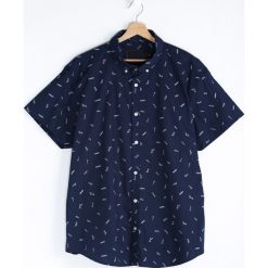 Granatowa Koszula Antique. Niebieskie koszule męskie Born2be, na lato, xl, bez wzorów, bez kołnierzyka, bez rękawów. Za 79,99 zł.