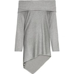 Sweter oversize z dekoltem carmen bonprix jasnoszary melanż. Szare swetry damskie bonprix, bez wzorów, bez rękawów, bez kaptura. Za 99,99 zł.