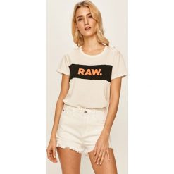 G-Star Raw - T-shirt. Zielone bluzki damskie G-Star RAW, s, z nadrukiem, z bawełny, z okrągłym kołnierzem. Za 169,90 zł.