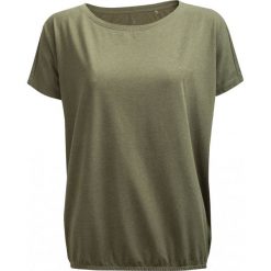 T-shirt damski TSD609 - khaki melanż - Outhorn. Brązowe koszulki damskie Outhorn, na imprezę, bez wzorów, bez kołnierzyka, bez rękawów. W wyprzedaży za 29,99 zł.