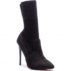 Kozaki KAZAR - Kiera 34028-TS-00 Black. Czarne buty zimowe damskie Kazar, z materiału, na wysokim obcasie, na obcasie. Za 499,00 zł.