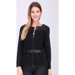 Kardigan "Yachanel" w kolorze czarnym. Czarne kardigany damskie Multiples grandes tailles, bez wzorów, klasyczne, bez rękawów, bez kaptura. W wyprzedaży za 85,95 zł.